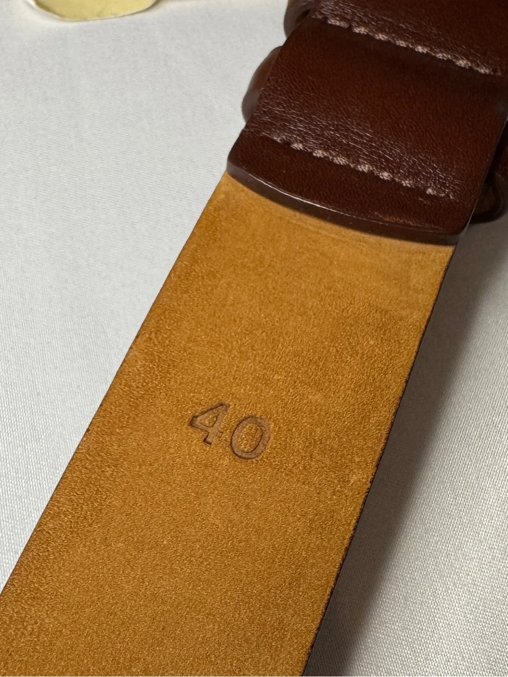 NWT Vintage W. Kleinberg Brandy Brown Glazed Nappa Leather Wide Belt 40 Silver